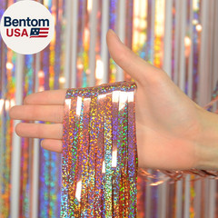 Foil Fringe Backdrop, 2 Pack 3.2 Ft X 8.2 Ft Tinsel Foil Fringe Curtains, Spark