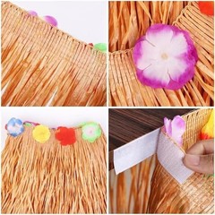 Fovths 8 Pack Luau Grass Table Skirt Natural 9 Feet x 29.5 Inch Hawaiian Tabl…