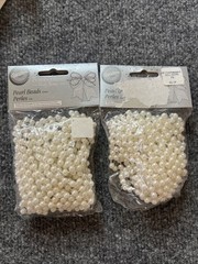 Wilton Bomboniere! Pearl beads 6mm / 5 yards / 211-1990 / lot of 2 / NEW