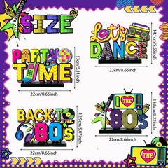 80s Party Decorations – 4Pcs Retro Table Centerpieces, Hip Hop Theme Table Toppe