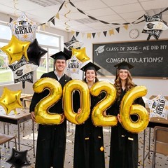 16 Pcs Graduation Decorations 2026 Balloons Kit, 32 Inch 2026 Number Foil Bal…