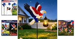 Patriotic Solar Eagle Stake Light – 29.9in Metal Lantern for Gardens & Patios