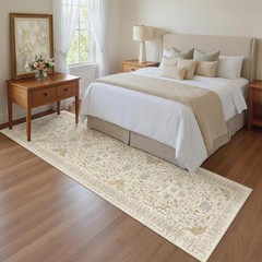 Madane Runner Rug 2×8, Washable Hallway 2′ x 8′ (Runner), Beige/Blue