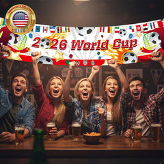 World Cup Banner for 2026 International Flags Decorations around the World Cup B