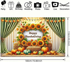 Thanksgiving Backdrop Banner 71×43″ Sunflower Pumpkins Outdoor Decor