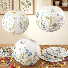 8 Pcs Wildflower Paper Lanterns Party Decorations Watercolor Floral Hanging Lant