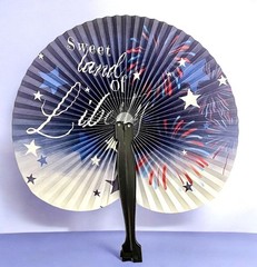 Patriotic Paper Folding Accordion Mini Hand Fans July 4th 3 in pack New