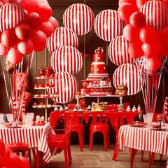 Red and White Striped Balloons 18 Inch, Pack of 10 for Circus Parties