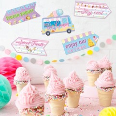 20 PCS Ice Cream Party Decorations Sign Theme Birthday Photo Prop Cutouts