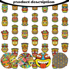 Hawaii Tiki Hanging Garlands for Hawaiian Yellow, Green, Blue, Orange, Red