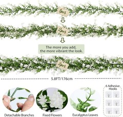Faux Eucalyptus Garland Plant Fake Vines, Artificial Hanging Eucalyptus Leaves
