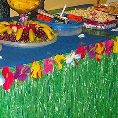 Transform Your Party with 2 Hibiscus Green 9ft Disposable Luau Table Skirts