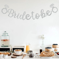 Glitter Silver Bride to Be Banner,Pre-Strung Bridal Shower Sign Garland,Bachelor