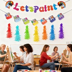 Art Party Decorations Kit Let’s Paint Splatter Party Supplies Include Rainbow…
