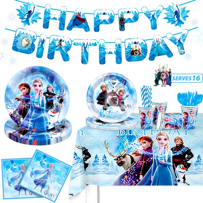 Frozen Birthday Tableware Plates Supplies Set Disney Princess Party Decorations
