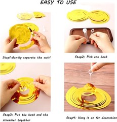 Gold Hanging Swirl Decorations 30 Pcs, Party -Twin