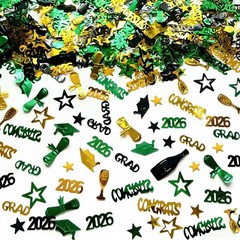 1000 PCS Green Gold Black Graduation Confetti Class 2026 Table Centerpiece