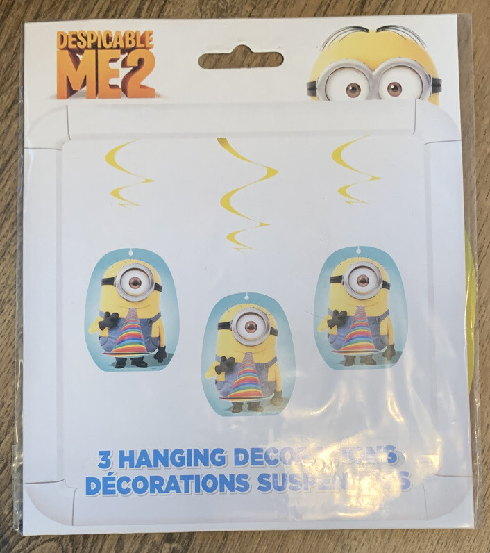 DESPICABLE ME 2 BIRTHDAY PARTY Hanging SWIRL Decorations x 6 * NEW & SEALED