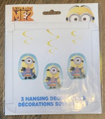DESPICABLE ME 2 BIRTHDAY PARTY Hanging SWIRL Decorations x 6 * NEW & SEALED