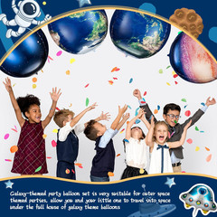 8 Pieces Outer Galaxy Space Balloons Large Inflatable Rocket Astronaut Earth Spa