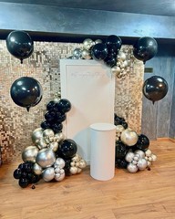 12 Pcs Black Foil Balloons, 22″ 15″ 10″ 4D Round Shape Balloons, Different Si…