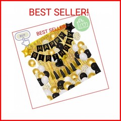 Amandir Birthday Decorations for Men Women Black and Gold Graduation Balloons Pa