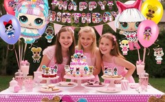 LOL Surprise Dolls Party Decoration Balloons Cake Topper Banner Tablecloth Swirl