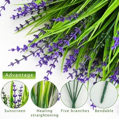 10 Pcs Artificial Plants Outdoor, UV Resistant Fake Outdoor 10pcs, Purple