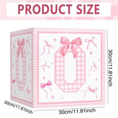 Pink Bow First Birthday Decorations,3Pcs Conqette One Balloon Boxes for Girl …