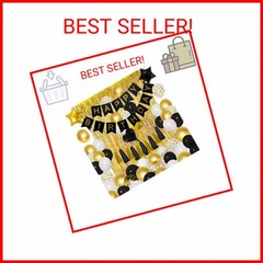 Amandir Birthday Decorations for Men Women Black and Gold Graduation Balloons Pa