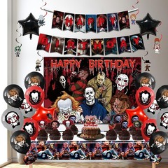 38 Pcs Horror Birthday Party Decorations Kit Halloween Theme
