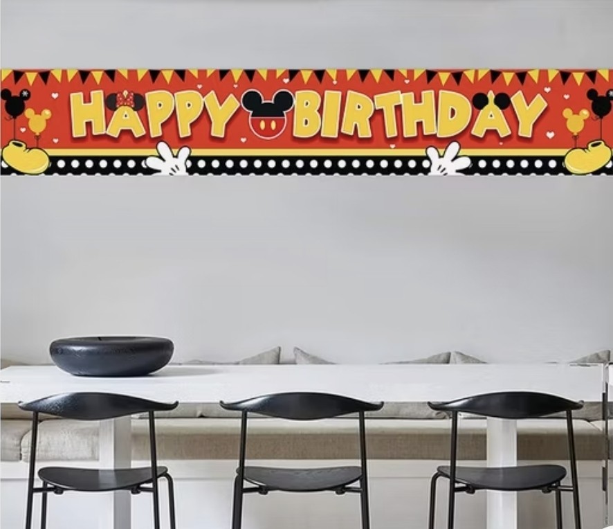 Classic Mickey Mouse Birthday Party Decoration Banner Large 10×1.5 Ft Outdoor