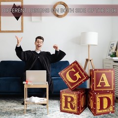 Set of 4 Maroon Graduation Balloon Boxes with ‘GRAD’ Letters – Party Essentials