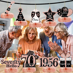 9Pcs 70Th Birthday Decorations Honeycomb Centerpieces for Women, Rose Gold Pink