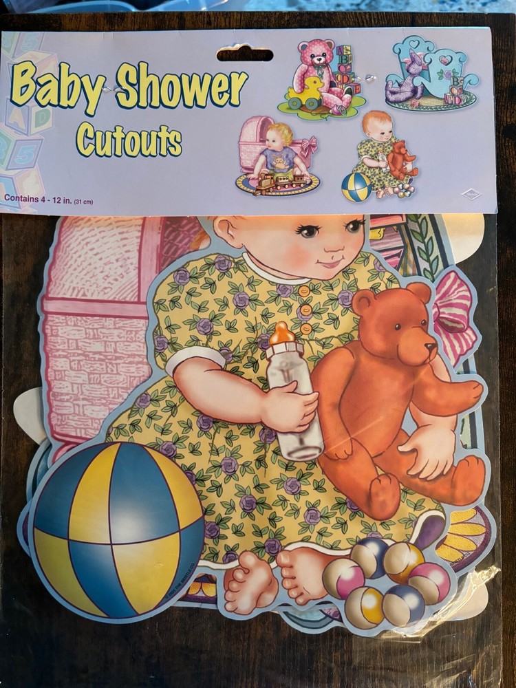 Beistle Baby Shower Decor Paper Cutouts Cut Outs Yellow Pink Blue NEW SEALED