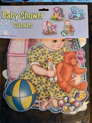 Beistle Baby Shower Decor Paper Cutouts Cut Outs Yellow Pink Blue NEW SEALED