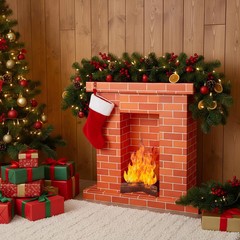 AmazingSpark 1 Set Christmas Corrugated Fireplace 35.5 x 29 x 8 Inch Cardboar…