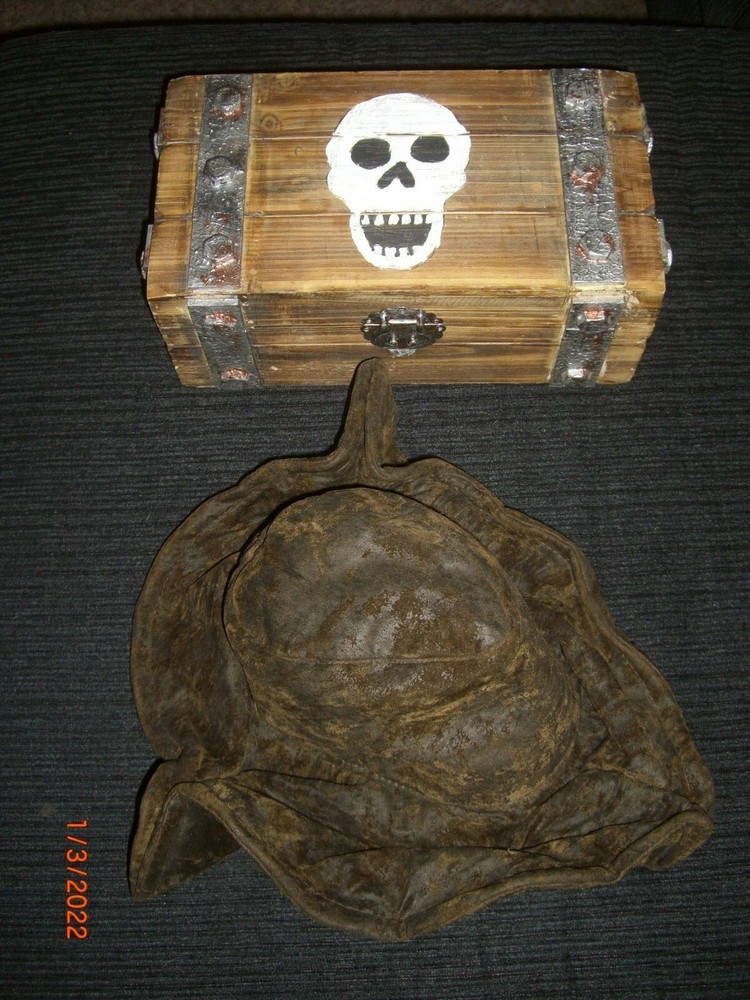 Pirate Party- Treasure Chest + Disney Pirates of Caribbean Hat + Map +Gold Coins