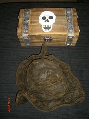 Pirate Party- Treasure Chest + Disney Pirates of Caribbean Hat + Map +Gold Coins