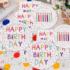 Happy Birthday Decorations,60PCS Rainbow Dot Party Supplies Set Serve 20, for