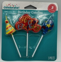 Way to Celebrate Birthday Candles 3 Pieces. New
