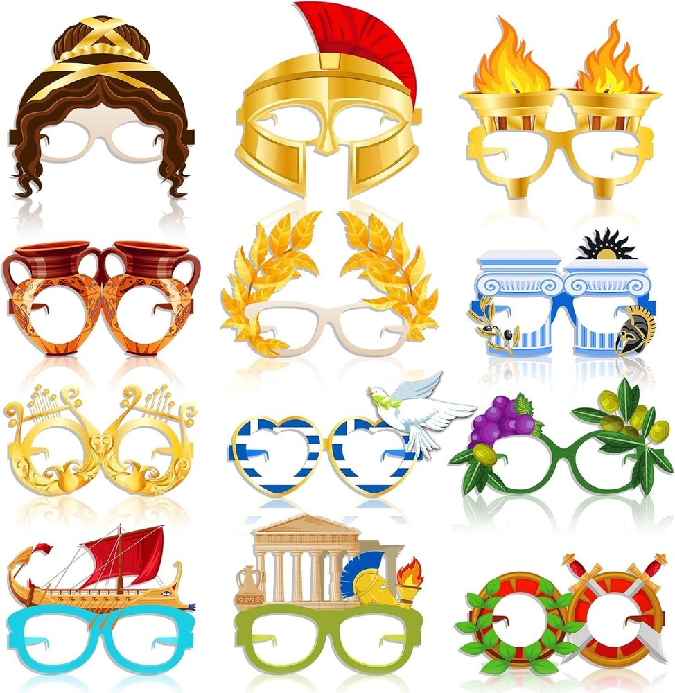 Greek Mythology Decor Paper Glasses Frames Greece Party Favors 36 Pcs