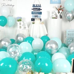 Teal Blue Balloons, 50Pcs Metallic Teal and Silver Balloons, Turquoise Light …
