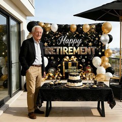 Retirement Party Decorations – Extra Thick Fabric Happy Retirement Backdrop Bann