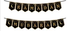 Ramadan Mubarak Banner, Black & Gold