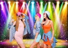 Rainbow Stage Disco Backdrop for Photography 70s 80s 90s Colorful Disco 7X5ft