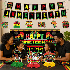 Juneteenth Decorations, 12 Pcs Happy Juneteenth Decor with Banners Hanging Swirl