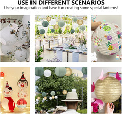 Sage Green Paper Lanterns Decorative,16Pack Gold Green White Party Decorations,H