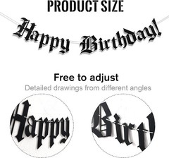 Gothic Letter Happy Birthday Banner – Old English Birthday Banner – Funeral B…