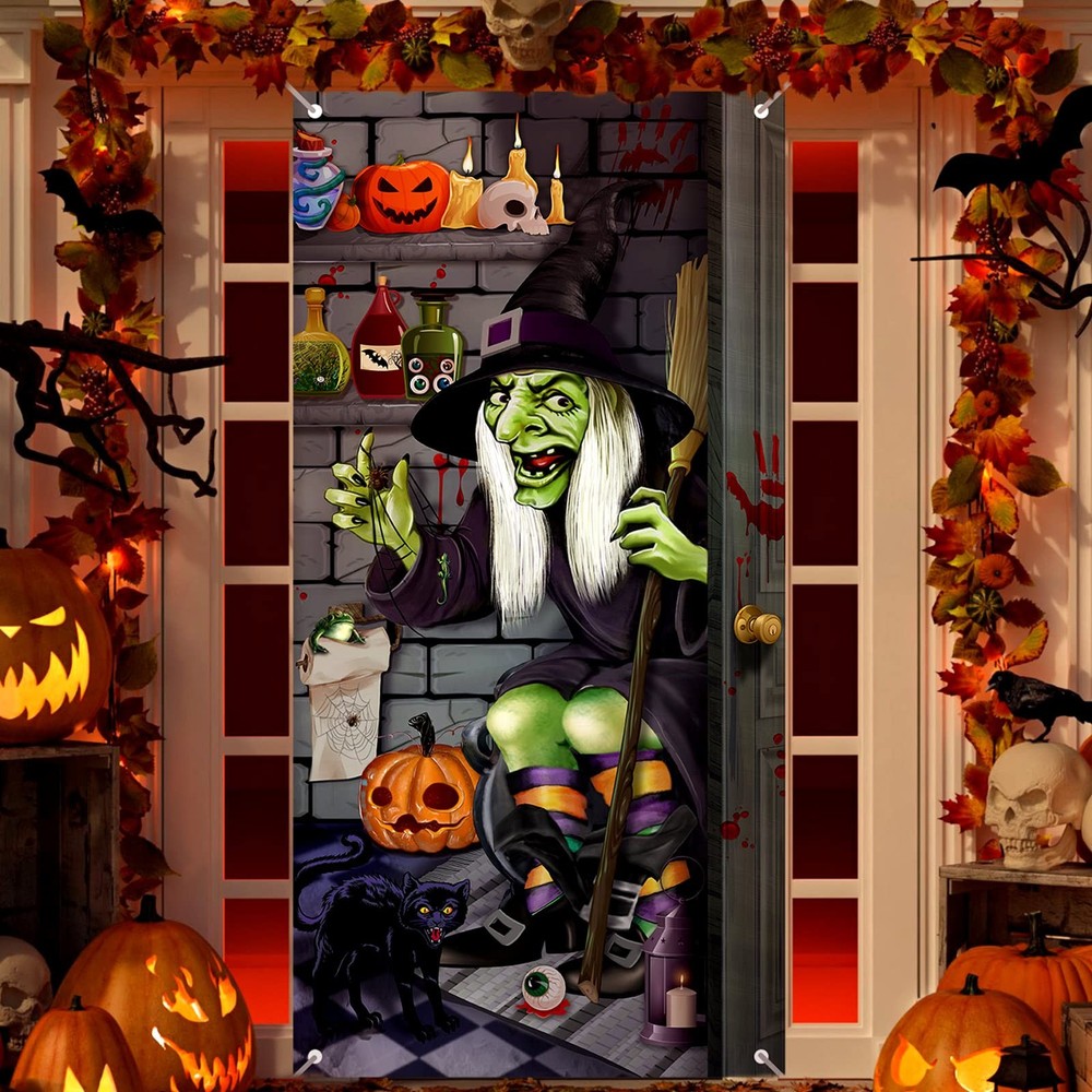 Halloween Witch Door Cover Large with Rope Door